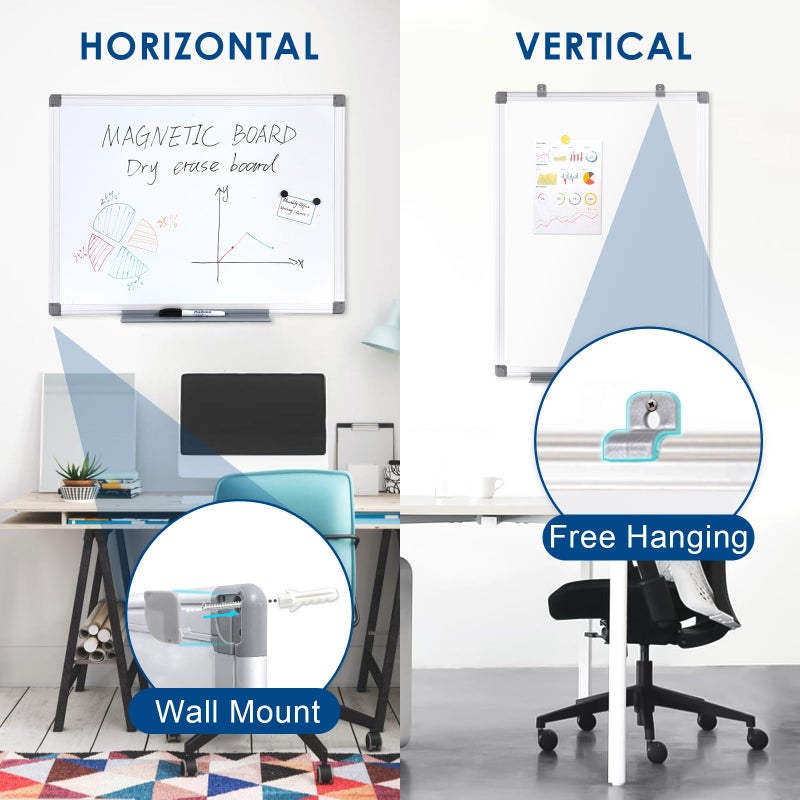 S SWANCROWN Magnetic Whiteboard 36x24 Inches Hanging Dry Erase Board, Large White Board for Wall, Planning, Displaying for Home, Office and School 2'x3' - Image 5